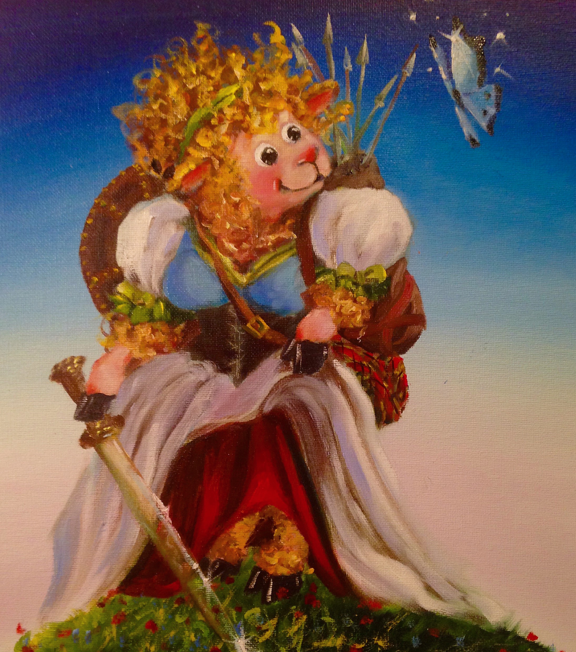 Lass Of Legends Sheep Incognito Original Oil Painting Image